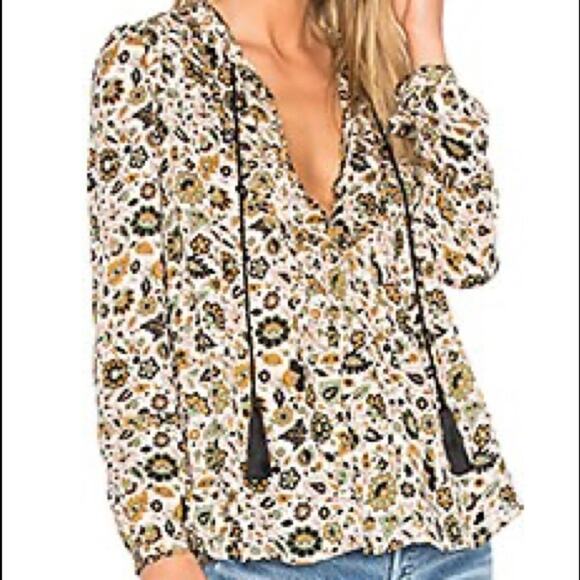 A.L.C Hari Top With Tie in White & Olive - Picture 2 of 9